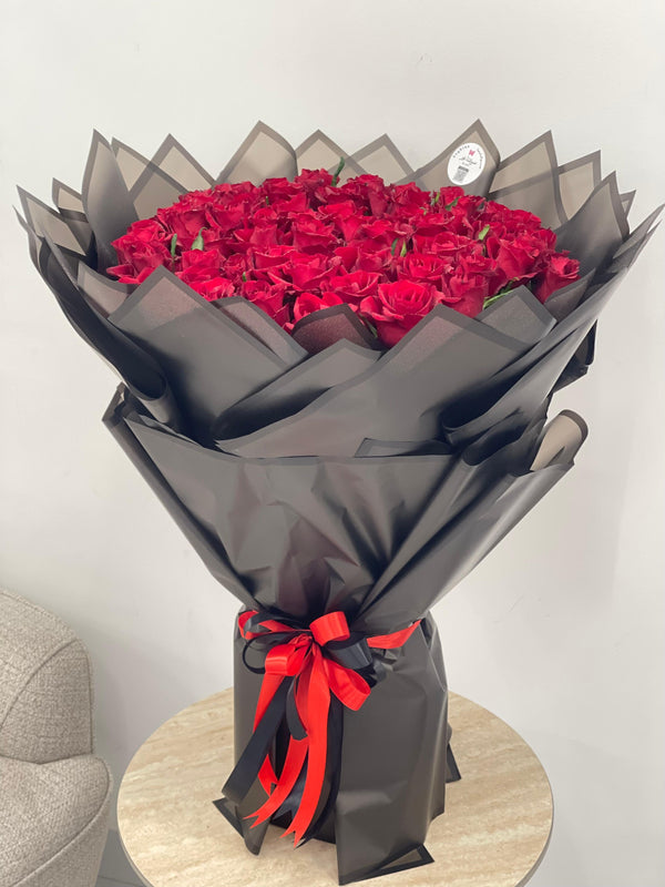 Crimson Elegance – 50 Red Roses Bouquet